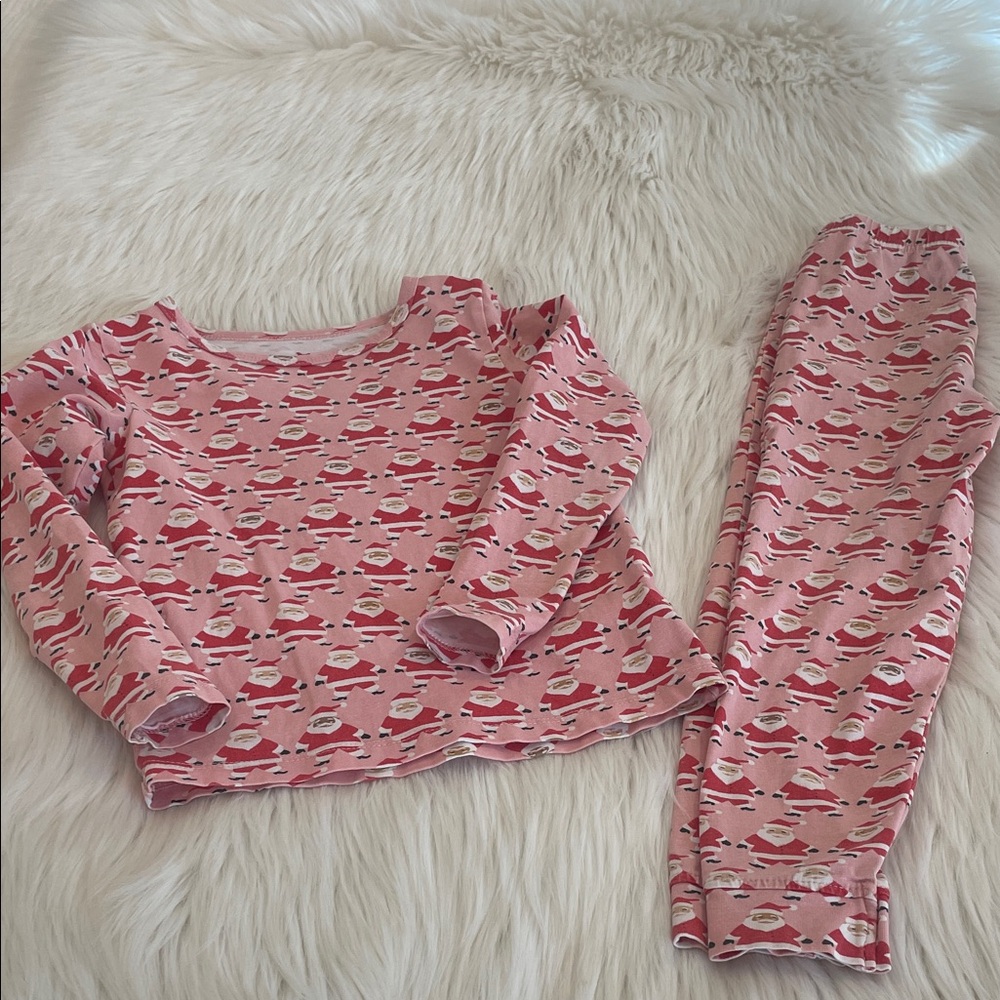 Pink Chicken Girls Pajama Set—Santa Print